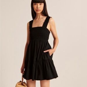 Abercrombie & Fitch Black Smocked Mini Dress Small Tall